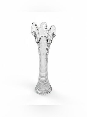 Antique Imperial Glass Swung Vase Ripple Ribbed Ruffled Fluted Top 10.5”